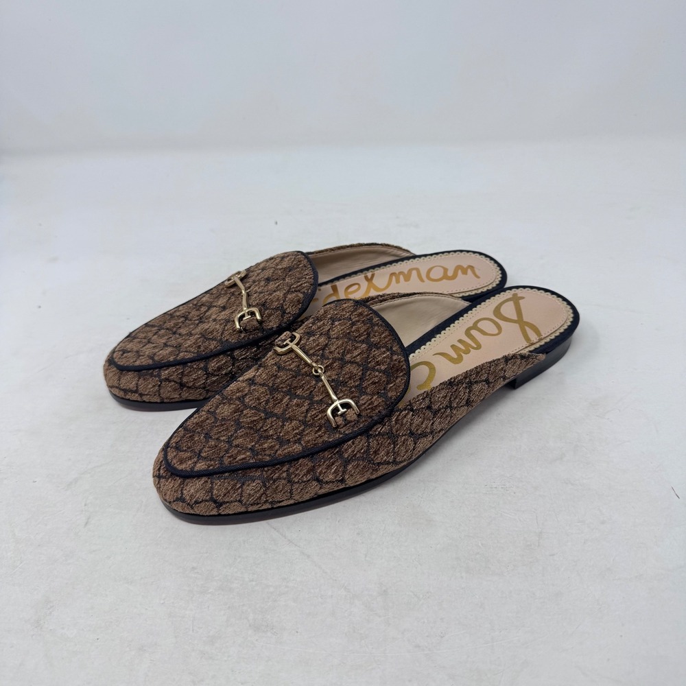 Sam Edelman Linnie Bit Mule Brown Tweed 7.5 Horsebit Loafers Slide Flat Shoes